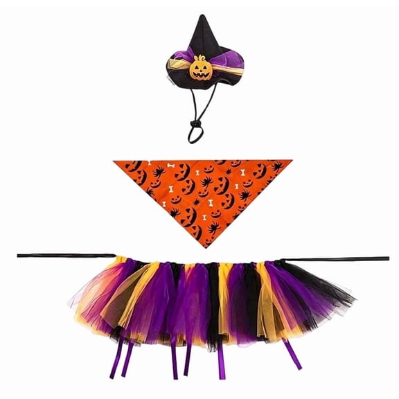 TFEOQRY Non-Woven Witch Hat Bandana Tutu Skirt Halloween Outfit Set Lawn Garden Porch Goose Decor