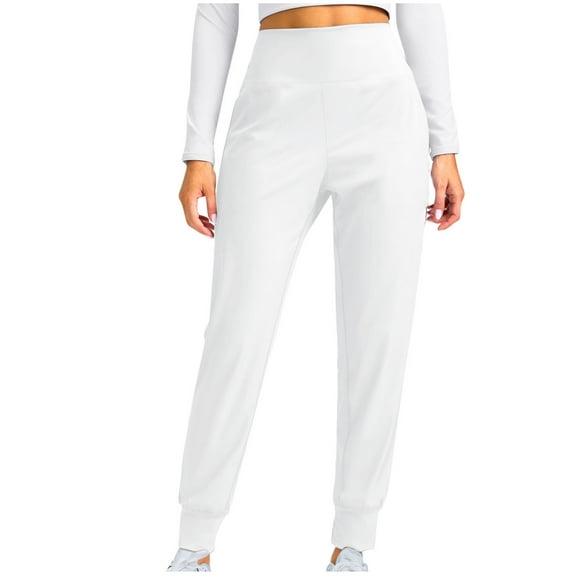 TFEOQRY Pajama Pants Women Printed Pajama Pants Thin Wide-Leg Pants with Drawstring Loose and Can Be Worn Outside Nine-Point Trousers White