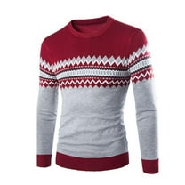 TFEOQRY Pullover Sweater for Men Casual Comfortable Knitwear Long Sleeved Round Neck Sweater Top Red