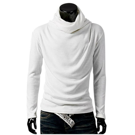 TFEOQRY Pullover Sweater for Men Fashion Solid Color Loose Knit Wear Long Sleeved Turtleneck Sweater Top White