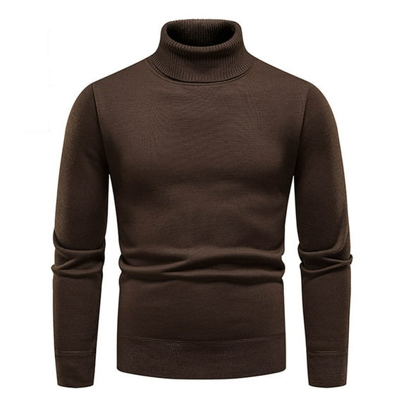 TFEOQRY Men's Turtleneck Sweater Solid Color Knitted Long Sleeve Casual Pullover Fall Winter Warm Top Coffee