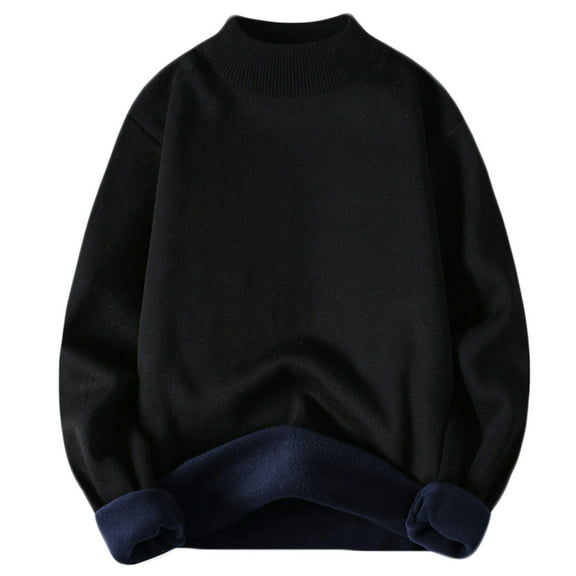 TFEOQRY Men's Mock Neck Lined Sweater Solid Knit Long Sleeve Casual Pullover Fall Winter Warm Top Black