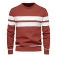 thumbnail image 1 of TFEOQRY Pullover Sweater for Men Fashion Striped Knit Wear Long Sleeved Round Neck Sweater Top Red, 1 of 4