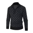 thumbnail image 1 of TFEOQRY Pullover Sweater for Men Jacquard Solid Color Knitwear Long Sleeved Stand Up Collar Sweater Top Black, 1 of 4