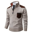 thumbnail image 1 of TFEOQRY Pullover Sweater for Men Loose Solid Color Knit Wear Long Sleeved Stand Up Collar Sweater Top Beige, 1 of 8