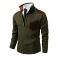 thumbnail image 1 of TFEOQRY Pullover Sweater for Men Loose Solid Color Knit Wear Long Sleeved Stand Up Collar Sweater Top Olive Green, 1 of 8