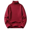 thumbnail image 1 of TFEOQRY Pullover Sweater for Men Solid Color Comfortable Knitwear Long Sleeved Turtleneck Sweater Top Burgundy, 1 of 6