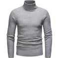 thumbnail image 1 of TFEOQRY Pullover Sweater for Men Solid Color Comfortable Knitwear Long Sleeved Turtleneck Sweater Top Dark Gray, 1 of 2