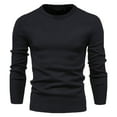 thumbnail image 1 of TFEOQRY Pullover Sweater for Men Solid Color Loose Comfortable Knit Wear Long Sleeved Round Neck Sweater Top Black, 1 of 4