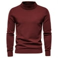 thumbnail image 1 of TFEOQRY Pullover Sweater for Men Solid Color Loose Comfortable Knit Wear Long Sleeved Stand Up Collar Sweater Top Burgundy, 1 of 3