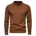 thumbnail image 1 of TFEOQRY Pullover Sweater for Men Solid Color Loose Comfortable Knit Wear Long Sleeved Stand Up Collar Sweater Top Coffee, 1 of 3