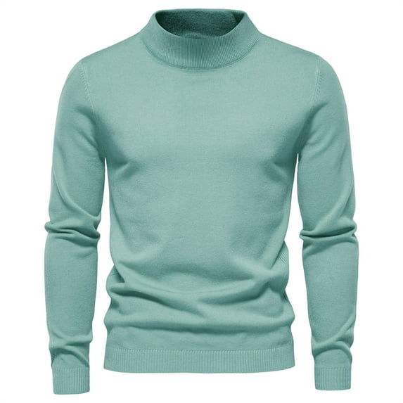 TFEOQRY Pullover Sweater for Men Solid Color Loose Comfortable Knit Wear Long Sleeved Stand Up Collar Sweater Top Green
