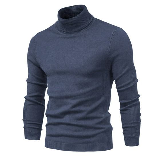 TFEOQRY Pullover Sweater for Men Solid Color Loose Comfortable Knit Wear Long Sleeved Turtleneck Sweater Top Dark Gray