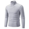 thumbnail image 1 of TFEOQRY Pullover Sweater for Men Solid Color Retro Striped Comfortable Knitwear Long Sleeved Round Neck Sweater Top Gray, 1 of 2