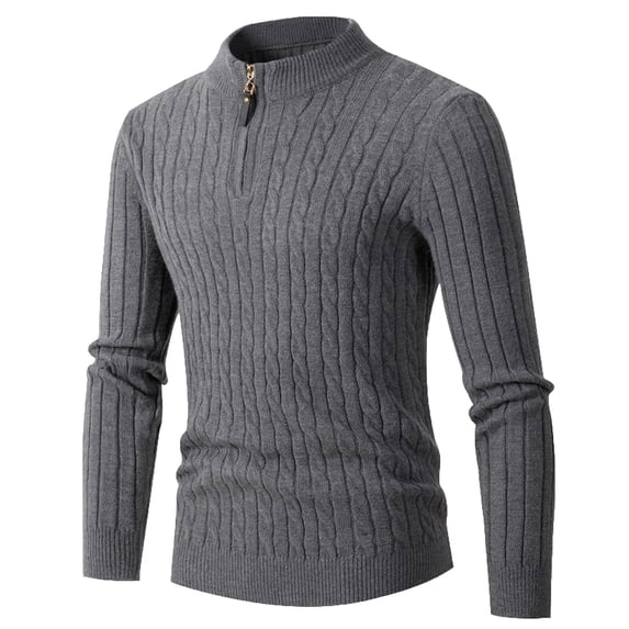 TFEOQRY Pullover Sweater for Men Solid Color Rib Knitwear Long Sleeved Turtleneck Sweater Top Gray