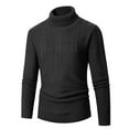 thumbnail image 1 of TFEOQRY Pullover Sweater for Men Solid Color Thermal Knitwear Long Sleeved Turtleneck Sweater Top Dark Gray, 1 of 2