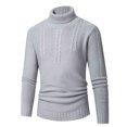 thumbnail image 1 of TFEOQRY Pullover Sweater for Men Solid Color Thermal Knitwear Long Sleeved Turtleneck Sweater Top Gray, 1 of 6