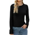thumbnail image 1 of TFEOQRY Pullover Sweater for Women Autumn and Winter Solid Color Comfortable Knitwear Long Sleeved Round Neck Sweater Top Black, 1 of 7