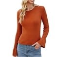 thumbnail image 1 of TFEOQRY Pullover Sweater for Women Autumn and Winter Solid Color Comfortable Knitwear Long Sleeved Round Neck Sweater Top Red, 1 of 8