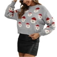 thumbnail image 1 of TFEOQRY Pullover Sweater for Women Casual Christmas Patterned Knitwear Long Sleeved Round Neck Sweater Top Gray, 1 of 4