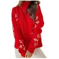 thumbnail image 1 of TFEOQRY Pullover Sweater for Women Casual Christmas Patterned Knitwear Long Sleeved Turtleneck Sweater Top Red, 1 of 5
