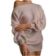 thumbnail image 1 of TFEOQRY Pullover Sweater for Women Casual off Shoulder Solid Color Knitwear Long Sleeved Round Neck Sweater Top Pink, 1 of 5