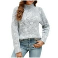 thumbnail image 1 of TFEOQRY Pullover Sweater for Women Loose Solid Color Knit Wear Long Sleeved Round Neck Sweater Top Gray, 1 of 2