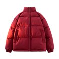 thumbnail image 1 of TFEOQRY Short Padded Coats Jacket for Men Solid Color Stand Collar Long Sleeves Hoodless Zipper Casual Coat Burgundy, 1 of 5