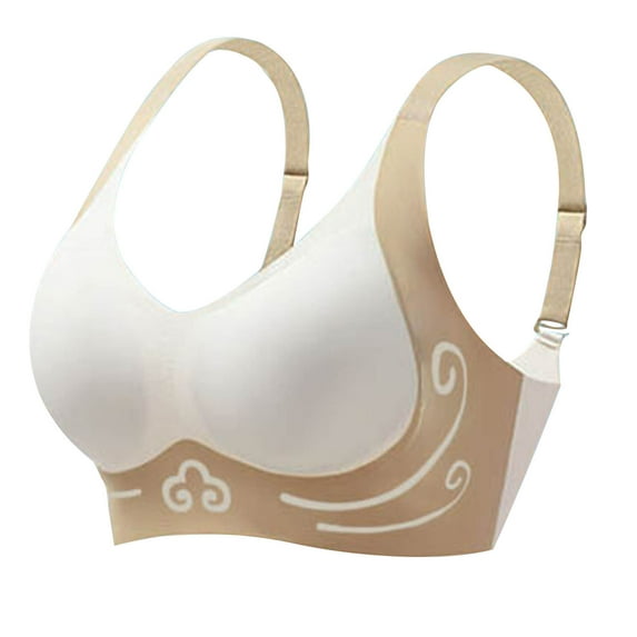 TFEOQRY Sports Bras for Women Color Blocked Seamless Underwear Bra Full Coverage Brassiere Tops Underwear White