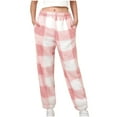 thumbnail image 1 of TFEOQRY Straight Fit Pants for Women Solid Colored Plush Plaid Home Pants Are Comfortable and Soft, with Elastic Waist and Pajama Pants Pink, 1 of 8