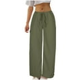 thumbnail image 1 of TFEOQRY Sweatpants Women Fashion Casual Loose Solid Color Trousers Pockets Elastic Waist Long Pants Olive Green, 1 of 5