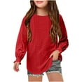 thumbnail image 1 of TFEOQRY Teen Girls' Solid Color Pullover Tops Long Sleeve Round-Neck Blouses Shirts Kids Cute Crewneck Ruffle Cuffs Blouse Tops, 1 of 8