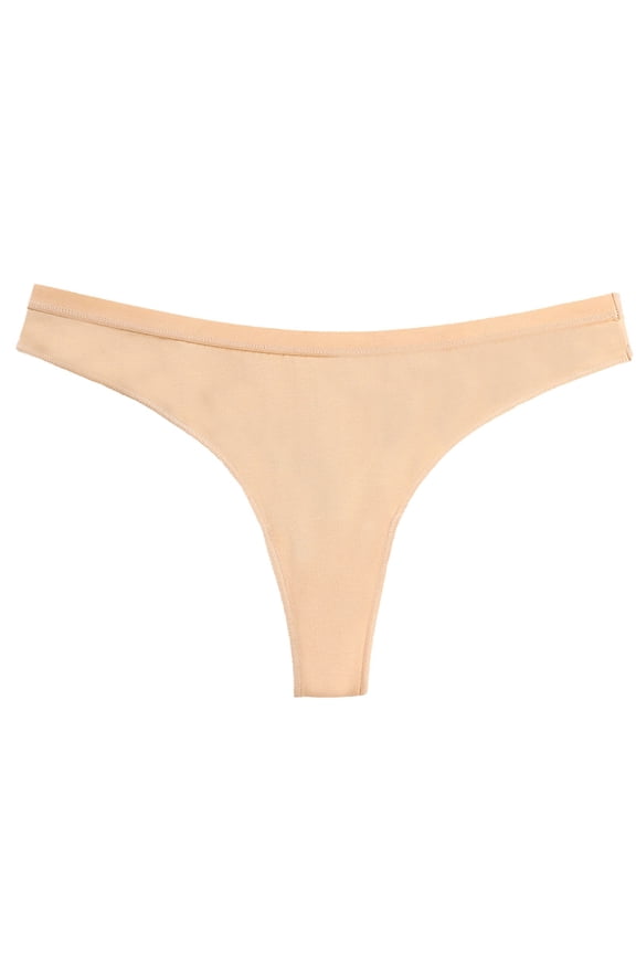 Thongs for Women Solid Color Cotton High Waist Fashion Thong Leisure Breathable Briefs Beige
