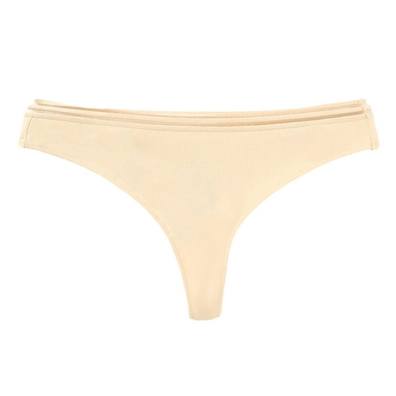 TFEOQRY Thongs for Women Solid Color Cotton Low Waiste Breathable Leisure Briefs Beige
