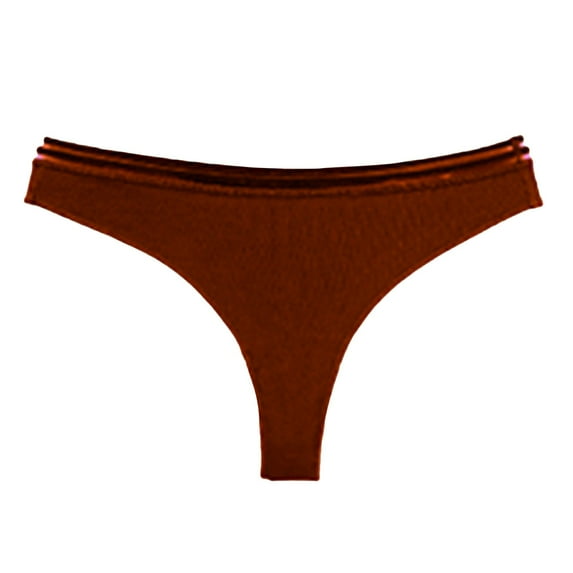 TFEOQRY Thongs for Women Solid Color Cotton Low Waiste Breathable Leisure Briefs Coffee