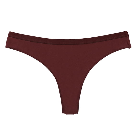 TFEOQRY Thongs for Women Solid Color Cotton Low Waiste Fashion Thong Breathable Leisure Briefs Burgundy