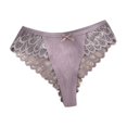 thumbnail image 1 of TFEOQRY Thongs for Women Solid Color Cotton Mid Waist Large Size Fashion Underwear Lace Breathable Seamless Thong Purple, 1 of 3