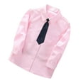 thumbnail image 1 of TFEOQRY Toddler Boys Cotton Dress Shirt Toddler Fashion Long Sleeve Blouse Solid Color Gentleman's School Uniform Shirt Tie Suit Pink, 1 of 4