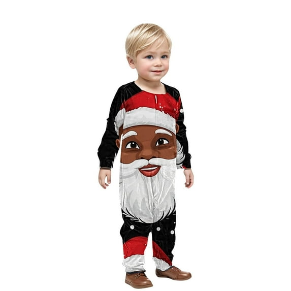 TFEOQRY Toddler Boys Girls Christmas Pajamas for Family Christmas Fashion Printing Comfortable Onesie Sleepwear Long Sleeved Hooded Bodysuit Pajamas Multicolor(Baby)