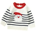 thumbnail image 1 of TFEOQRY Toddler Boys Girls Christmas Sweater Pullover Cute Christmas Santa Claus Round-Neck Knitted Sweater Tops White, 1 of 8