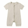 thumbnail image 1 of TFEOQRY Toddler Boys Girls Cotton Jumpsuit Soft Summer Rompers Newborn Toddler Baby Onesie Summer Sleeveless Zipper One-piece Bodysuit Gray, 1 of 9