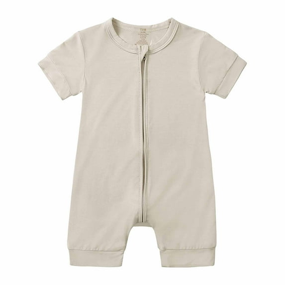 TFEOQRY Toddler Boys Girls Cotton Jumpsuit Soft Summer Rompers Newborn Toddler Baby Onesie Summer Sleeveless Zipper One-piece Bodysuit Gray