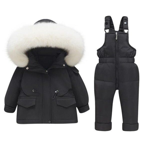 TFEOQRY Toddler Boys Girls Ski Sui Winter Snowsuits Fashion Solid Color Down Jackets Keep Thickening Warm Outdoor Coat Jumpsuit Set Black-6