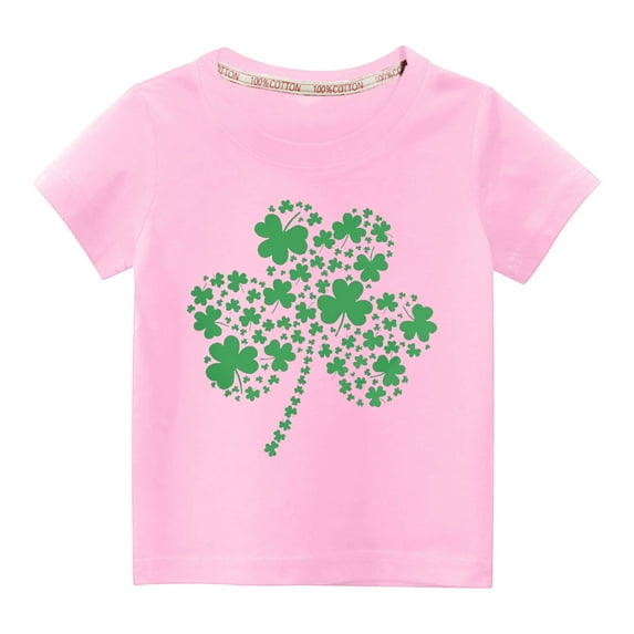 TFEOQRY Toddler Boys Girls St. Patrick's Day Cotton T-shirt Toddler Kids Fashion Cute Round Neck Print Short Sleeve Tops Pink
