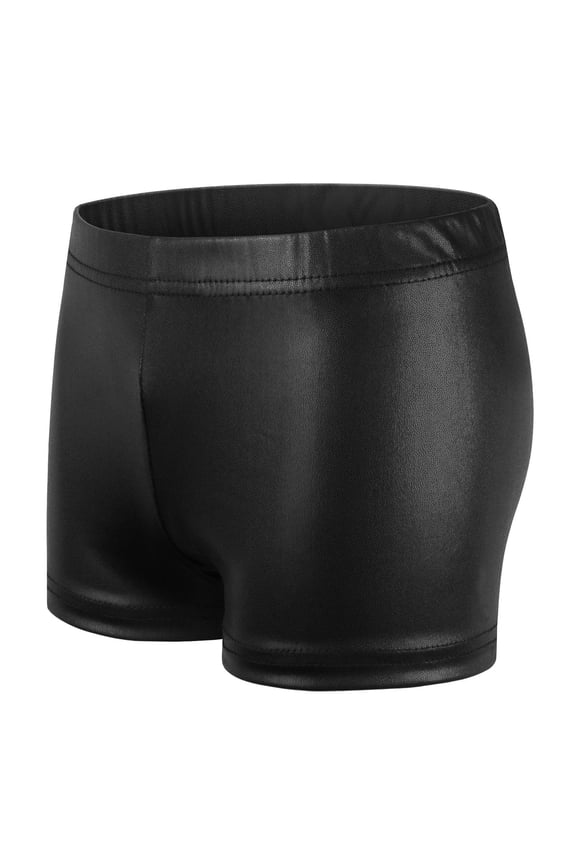 Toddler Boys Girls Tight Yoga Shorts Kids High Elasticity Breathable Fitness Dance Pants Solid Color Leggings Yoga Sports Short Pants Black