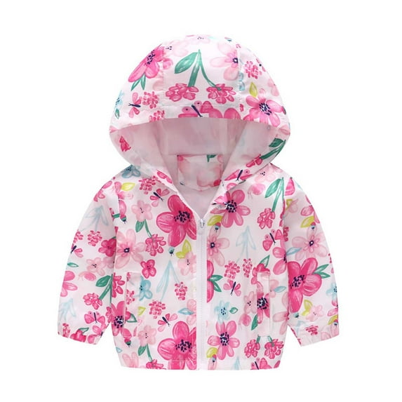 TFEOQRY Toddler Boys Girls Winter Coat Windbreaker Toddler Kids Baby Fashion Cute Flowers Car Pattern Windproof Jacket Hooded Coat Hot Pink