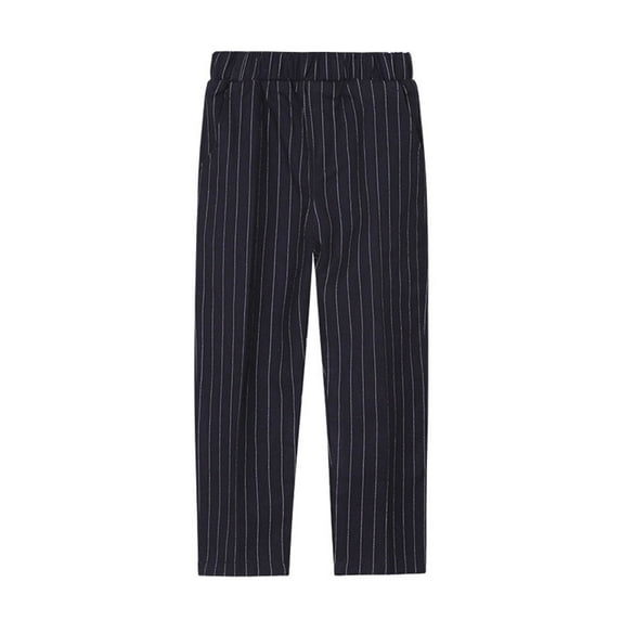 TFEOQRY Toddler Boys Striped Suit Pants Toddler Big Kids Casual School Uniform Suit Pants Fashion Cute Solid Color Stripe Trousers Black
