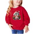 thumbnail image 1 of TFEOQRY Toddler Boys and Girls Long Sleeve Hoodless Christmas Sweatshirts Cartoon Penguin Christmas Hat Printing Sweatshirt Red, 1 of 4