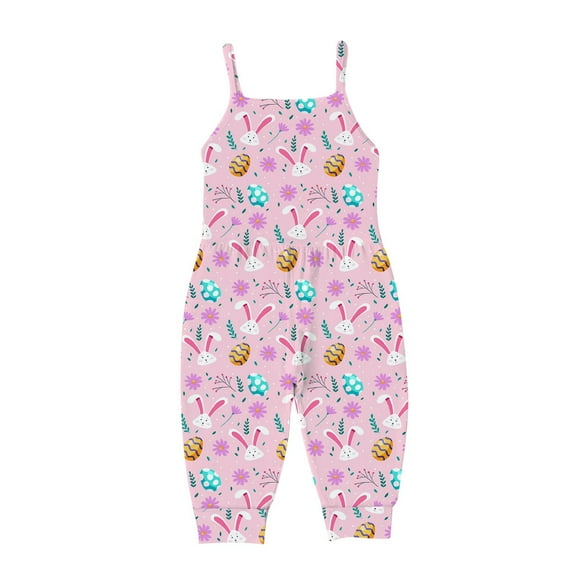 TFEOQRY Toddler Boys and Girls Romper Summer Fashion Cute Printed Suspenders Romper Jumpsuit Pink
