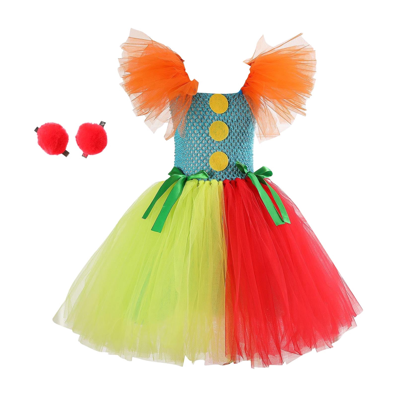 TFEOQRY Toddler Children's Clown Outfit Color Block Set Dress with Hair — free download